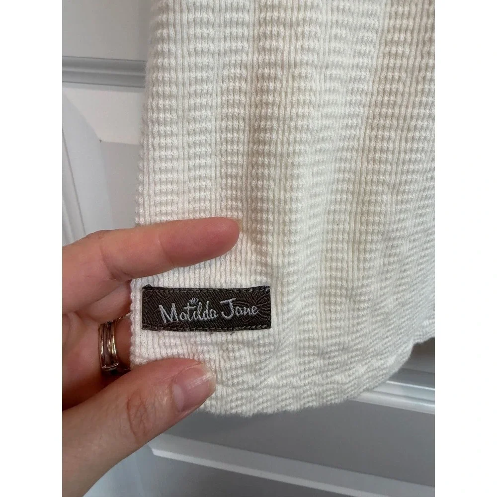 3. Matilda Jane Girls Cream Waffle Knit Crochet Lace Ruffle Short Sleeve Top 10